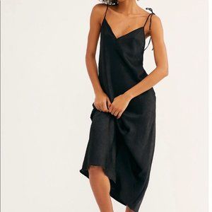 Free People Reagan Midi Slip Dress in Black S
